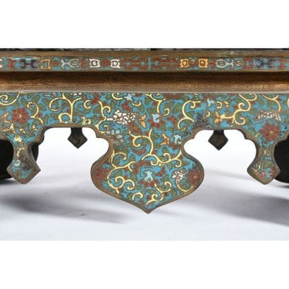 CURIOUS GOND in bronze and partitioned enamels...