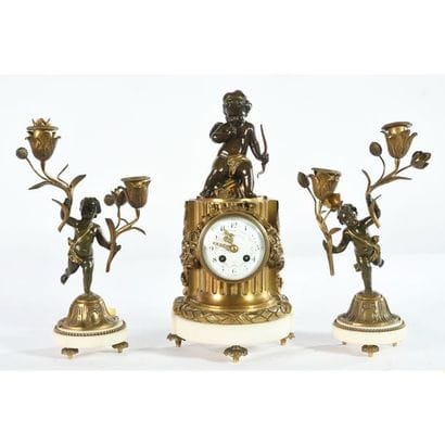 A small double patina bronze LOUIS XVI CHIMNEY...