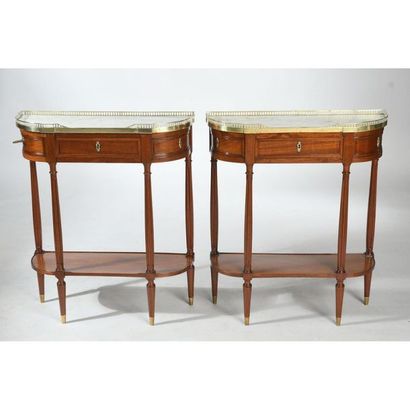 RAVISHING PAIR OF SMALL CONSOLES LOUIS XVI...