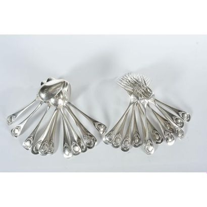 SUITE OF 12 solid silver cutlery covers stamped...
