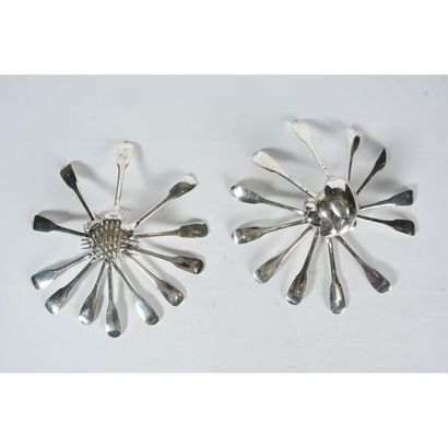 12 DESERT COVERS in solid silver stamped...