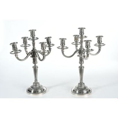 PAIR OF CANDELABRES IN THE SPIRIT LOUIS XVI...
