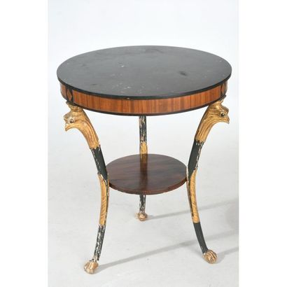 EMPIRE GUERIDON in mahogany veneer, gilded...