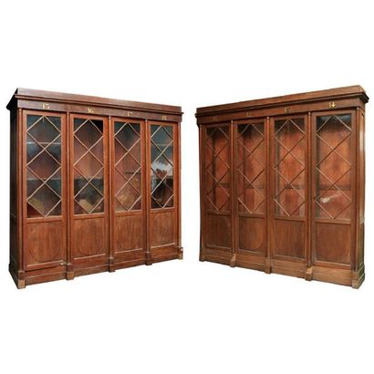 PAIRE DE BIBLIOTHEQUES EMPIRE en acajou et...