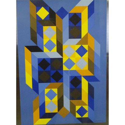 VASARELY. Nice silkscreen glued on an aluminium...