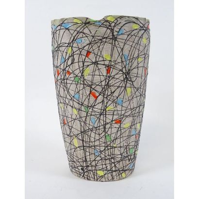 LARGE glazed ceramic VASE with abstract decoration....