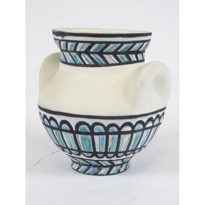 CAPRON Roger. Glazed ceramic ear vase with...