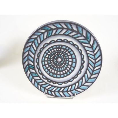 Glazed ceramic FLAT with modernist spiral...
