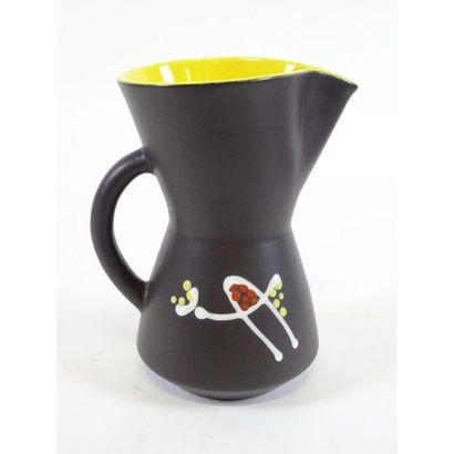 VALLAURIS. André BAUD. Black enamelled ceramic...