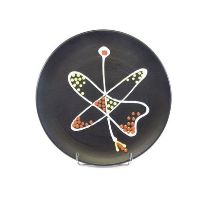 VALLAURIS. André BAUD. Black enamelled ceramic...
