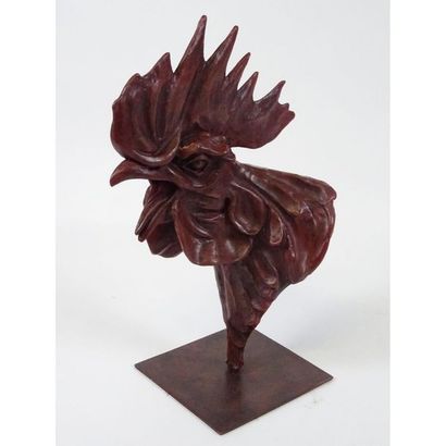 DAVID Adrien. « Coq ». Bronze à patine médaille....