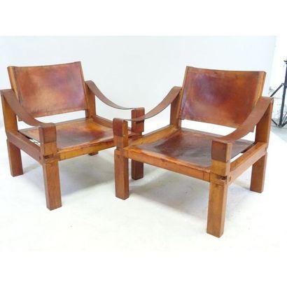 CHAPO Pierre. (1927-1987). PAIRE DE FAUTEUILS...