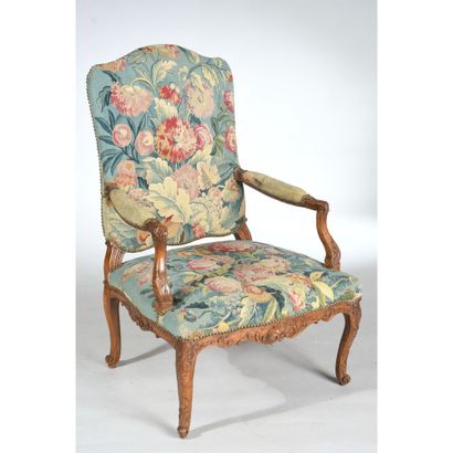 FAUTEUIL RÉGENCE à dossier plat en bois naturel...