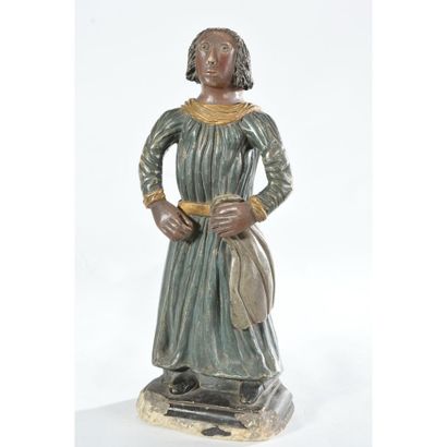 Polychrome stone SUBJECT representing a standing...