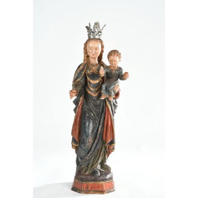 VIRGIN OF MALINES crowned in carved wood...