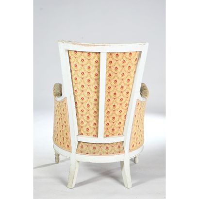 LARGE BERGERE DIRECTOIRE en bois rechampi...