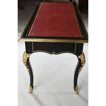 BUREAU PLAT RÉGENCE toutes faces en bois...