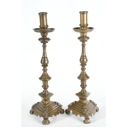 PAIR OF CABINETS LOUIS XIII in patinated...