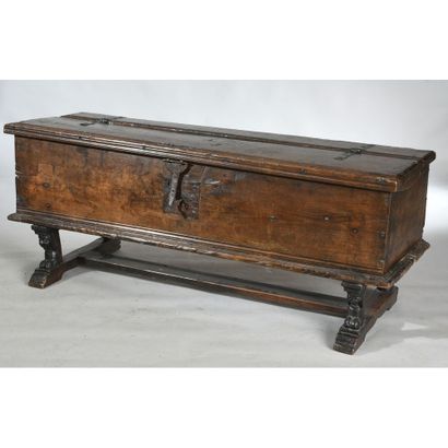 Antique oak CASE with a front decorated with...