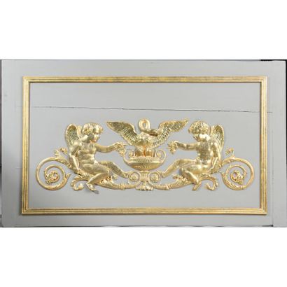 PANNEAU EMPIRE en bois patiné et redoré à...