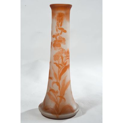 GALLE Emile. LARGE VASE in acid-etched glass...