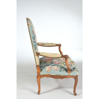 FAUTEUIL RÉGENCE à dossier plat en bois naturel...