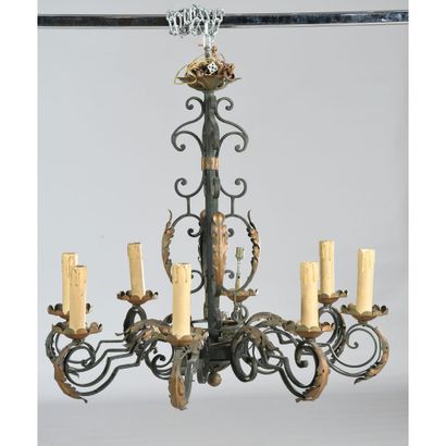 Chandelier in ironwork with 8 lights decorated...