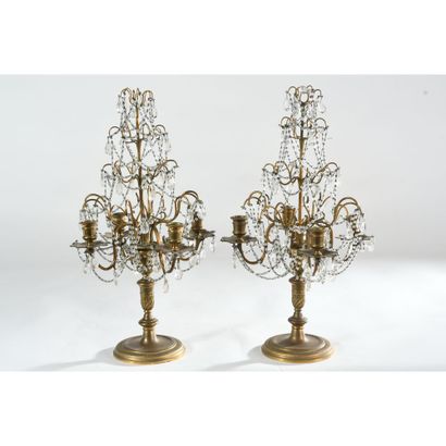 PAIR OF SMALL bronze CANDELABRES with 4 lights...