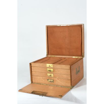 MENAGING BOX in patinated oak with spandrels...