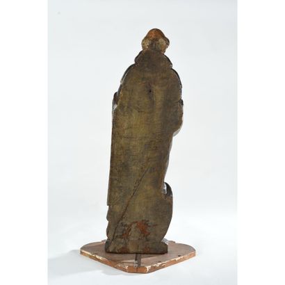 LARGE carved wooden and polychrome SUBJECT...