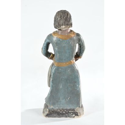 Polychrome stone SUBJECT representing a standing...