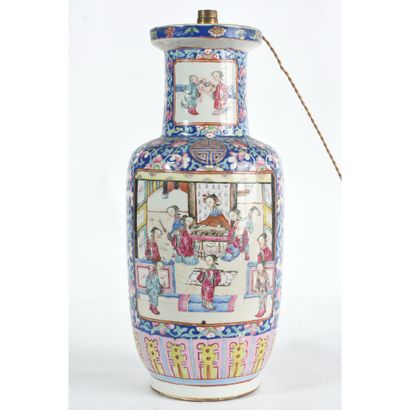 CHINA porcelain vase with polychrome decoration...