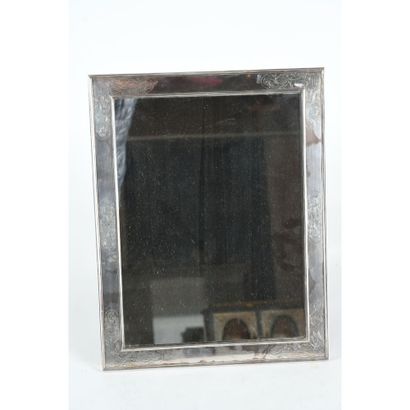 TABLE MIRROR with solid silver trim finely...