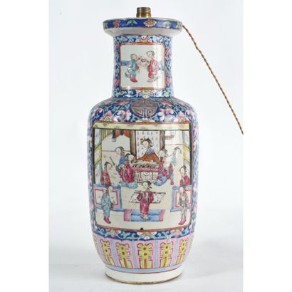 CHINA porcelain vase with polychrome decoration...