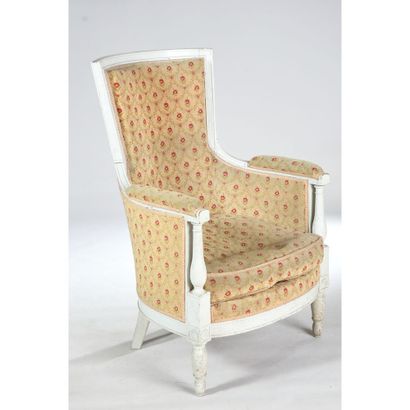 LARGE BERGERE DIRECTOIRE en bois rechampi...