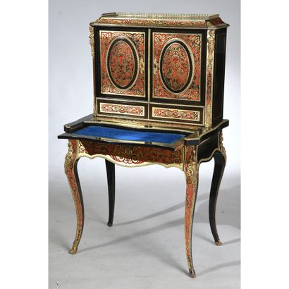 OFFICE NAPOLEON III in blackened wood, red...