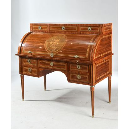 CYLINDER OFFICE LOUIS XVI in rosewood veneer...