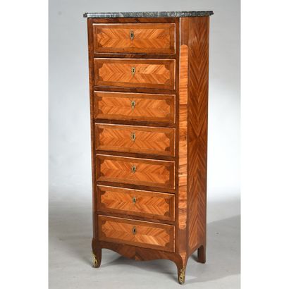 WEEKLY LOUIS XVI in rosewood veneer and satinwood...