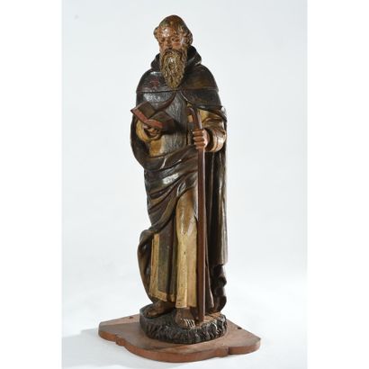 LARGE carved wooden and polychrome SUBJECT...