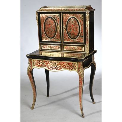OFFICE NAPOLEON III in blackened wood, red...