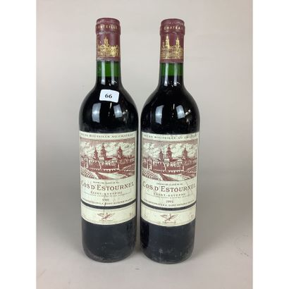 2 Btles Château COS D’ESTOURNEL, 1991. (Etiquettes...