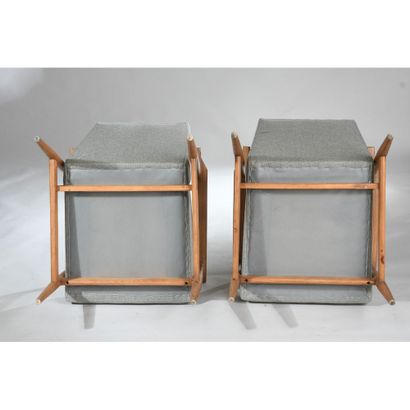 PAIR OF SCANDINAVES armchairs in teak wood...