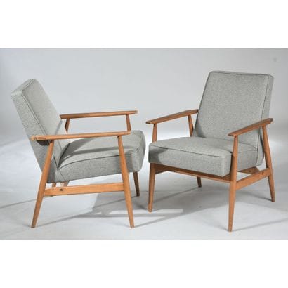 PAIR OF SCANDINAVES armchairs in teak wood...