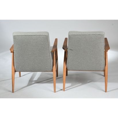 PAIR OF SCANDINAVES armchairs in teak wood...