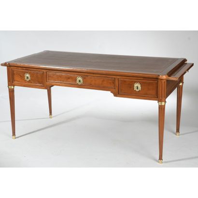FLAT DESK LOUIS XVI in mahogany and mahogany...