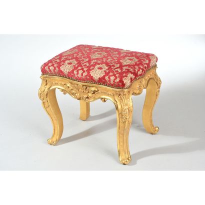 REGENCE STYLE TABOURET in gilded wood with...