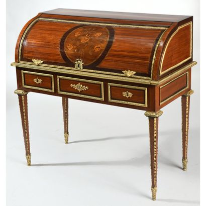 LITTLE CYLINDER DESK LOUIS XVI all faces...