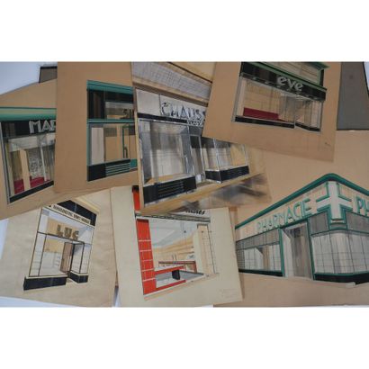 LOT OF APPROXIMATELY 20 watercolor DRAWINGS...