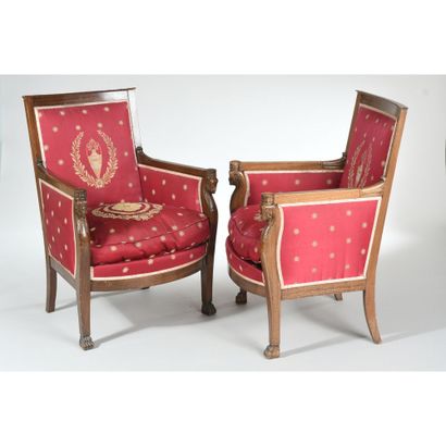 PAIR OF EMPIRE shepherds' chairs in mahogany...