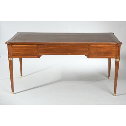 FLAT DESK LOUIS XVI in mahogany and mahogany...